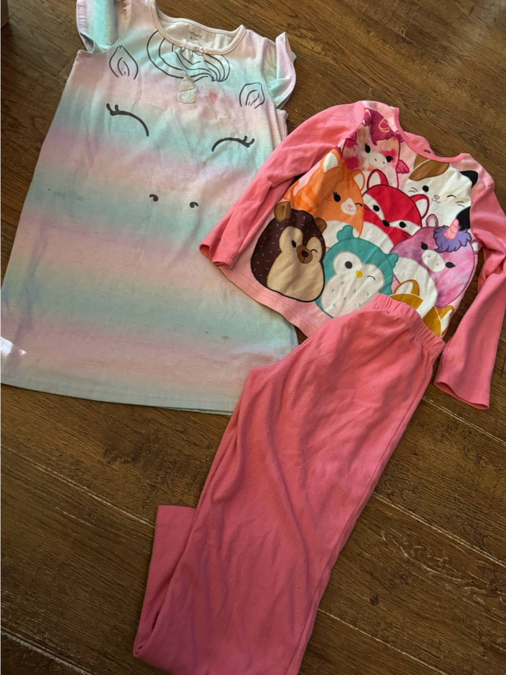 Girls pajama lot 6-8 Squishmallows & unicorn